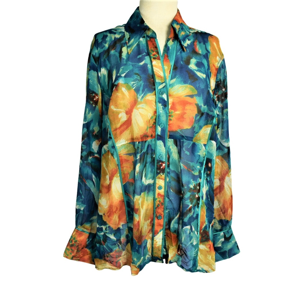 Coldwater Creek 2X Silk Gorgeous Flowing Top